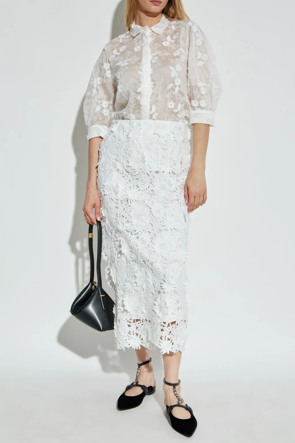 Munthe Floral Lace Midi Skirt