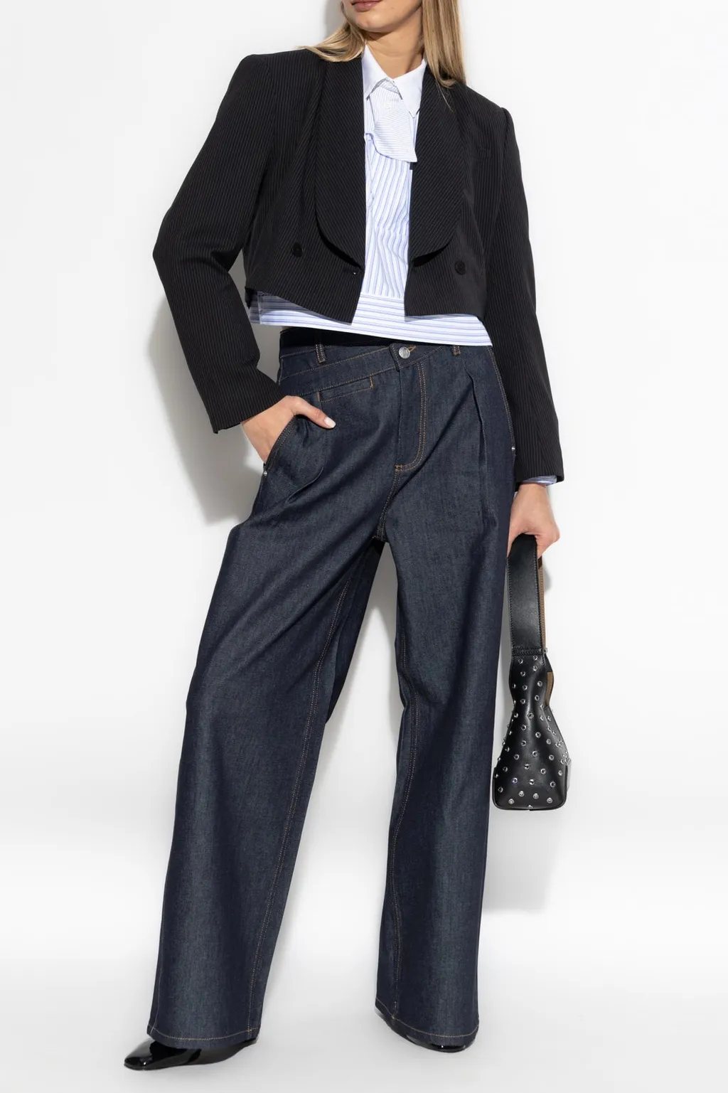 Munthe Tailored Pinstripe Cropped Jacket