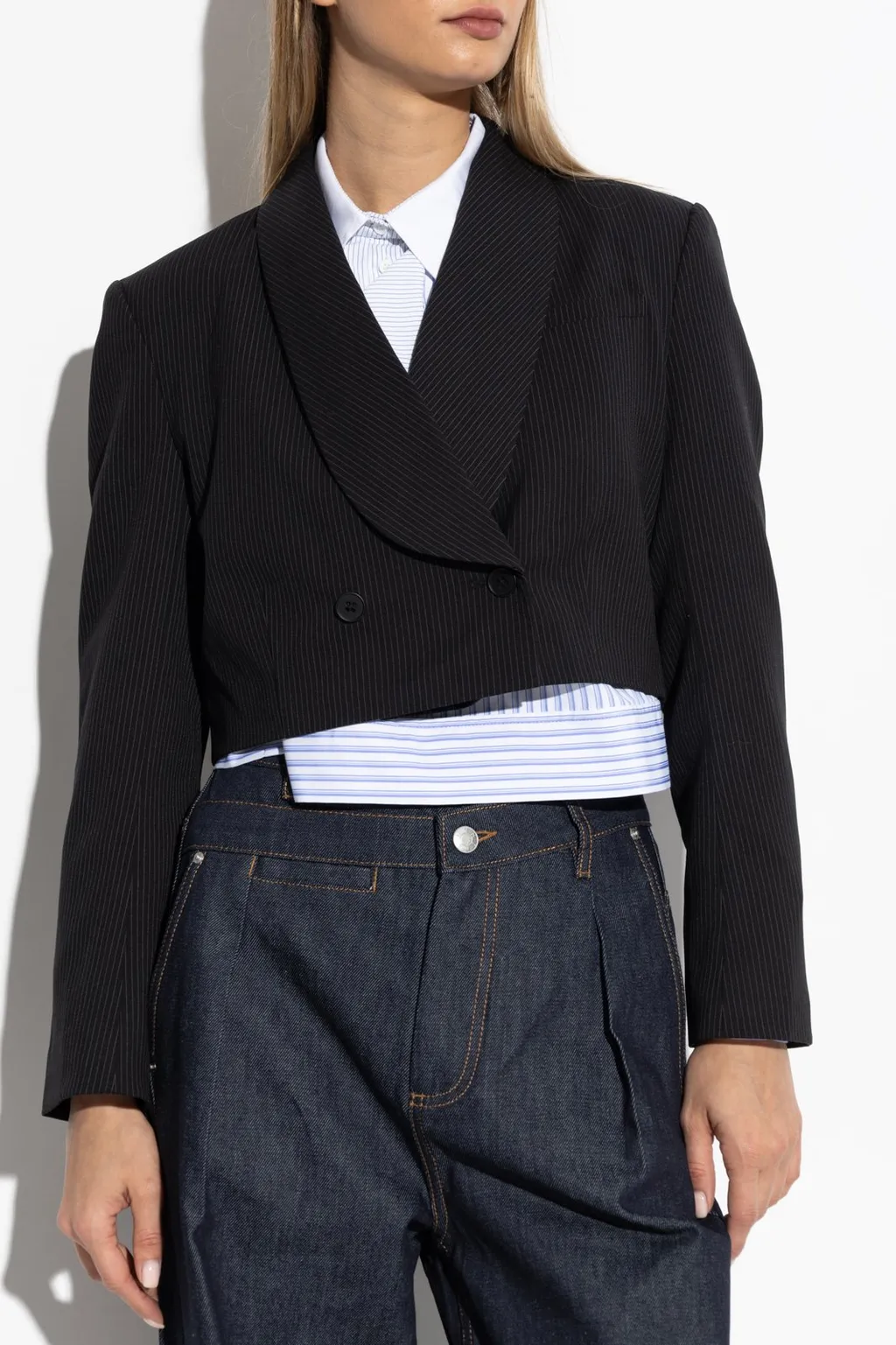 Munthe Tailored Pinstripe Cropped Jacket