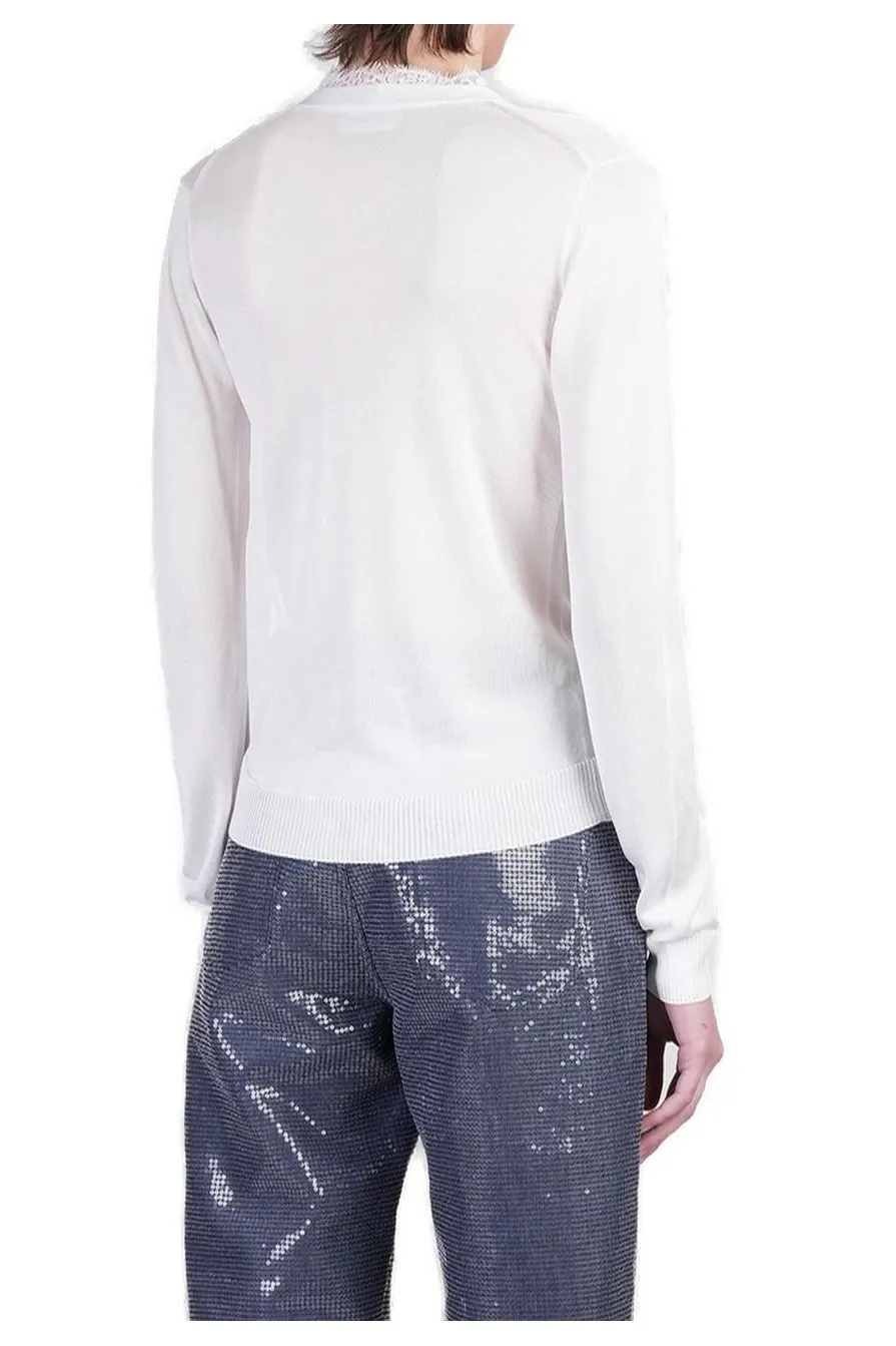 Mvp Wardrobe Lace Trim Cardigan