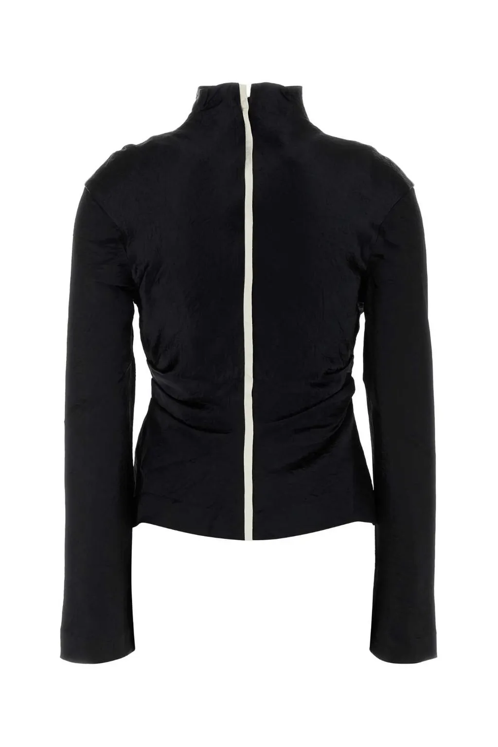 Nanushka Domini Crinkled-Satin Turtleneck Top