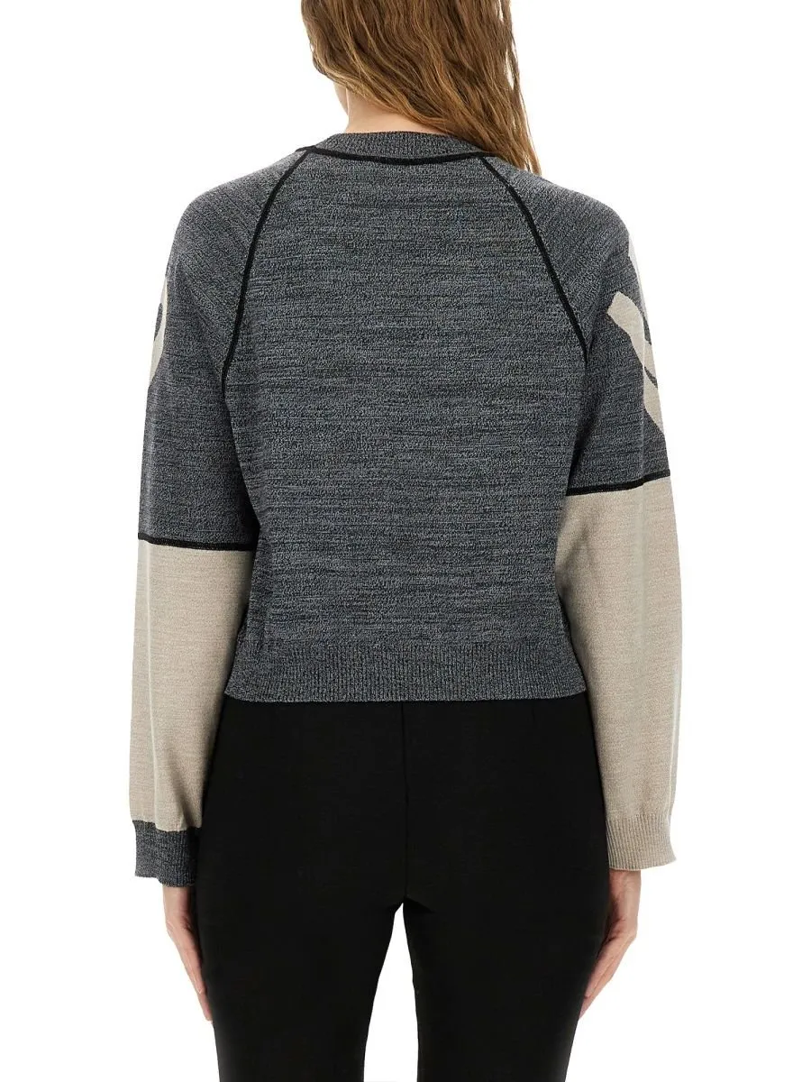 Moschino Jeans Inlaid Logo Knitted Jumper