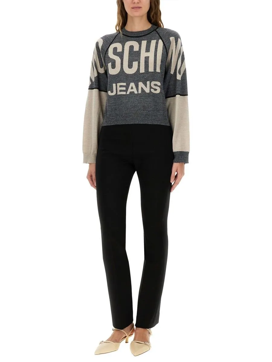 Moschino Jeans Inlaid Logo Knitted Jumper