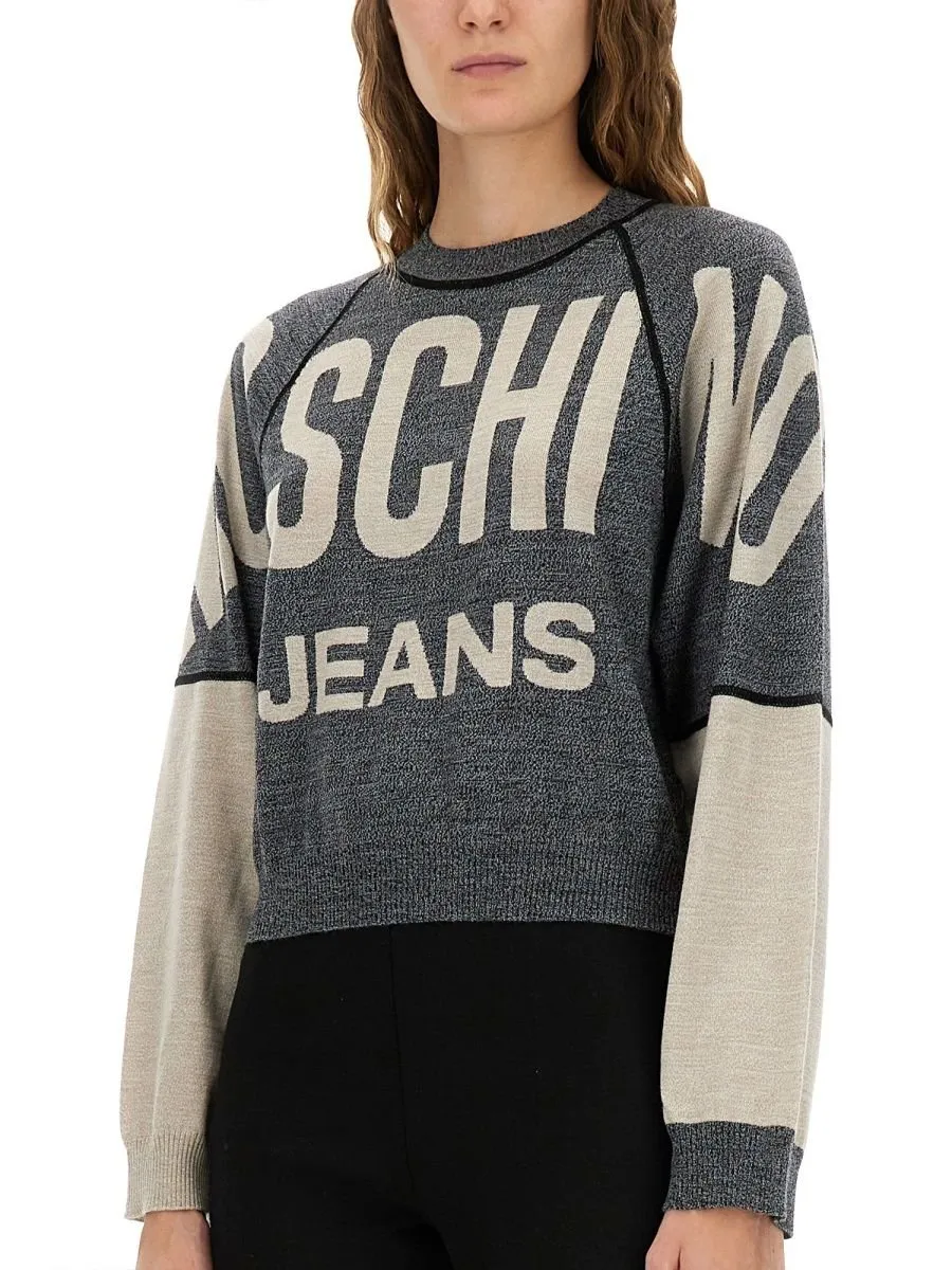 Moschino Jeans Inlaid Logo Knitted Jumper