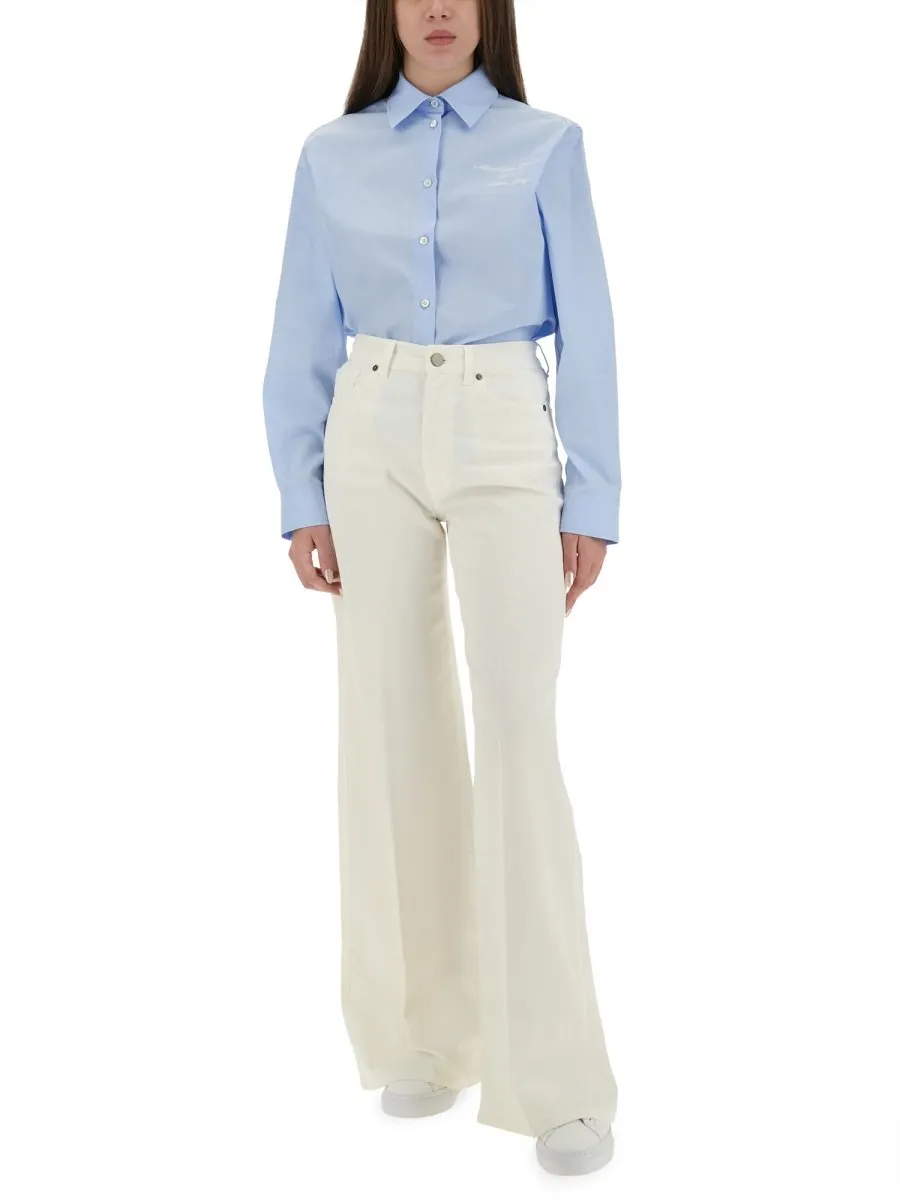 Moschino Jeans Logo Embroidered Buttoned Shirt