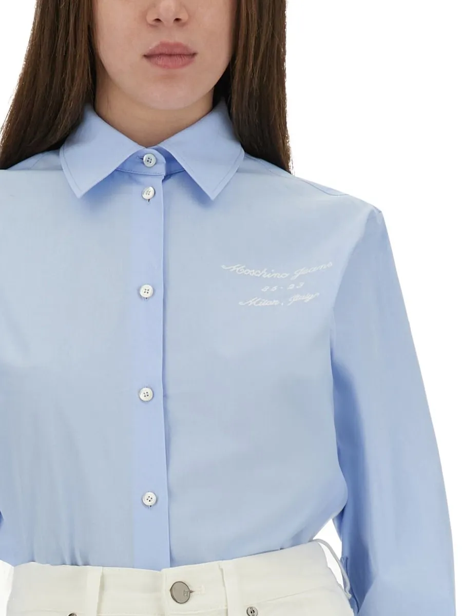 Moschino Jeans Logo Embroidered Buttoned Shirt