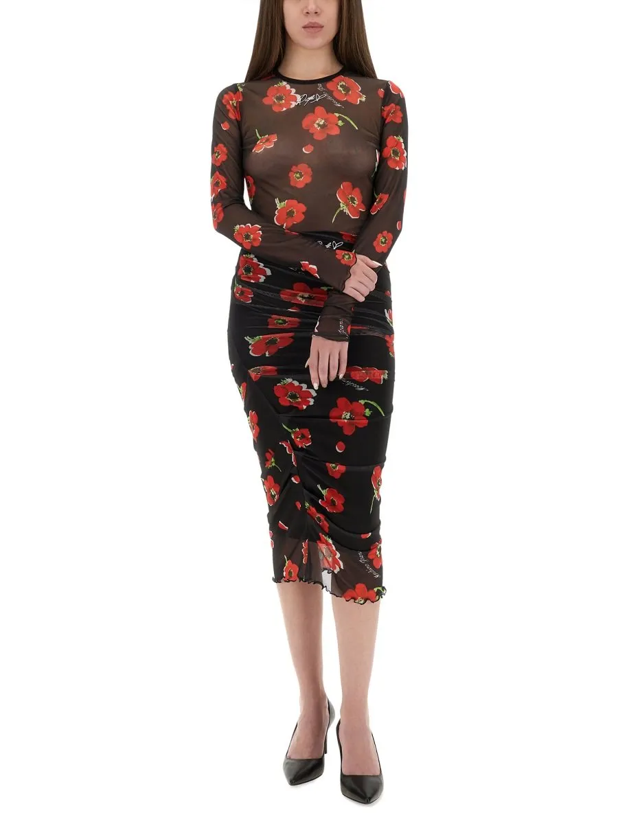 Moschino Jeans Printed Tulle Dress