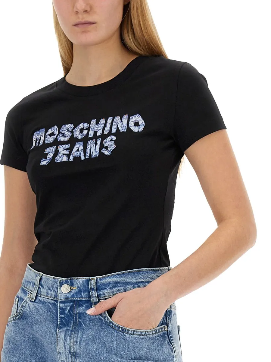 Moschino Jeans Logo Printed Crewneck T-Shirt