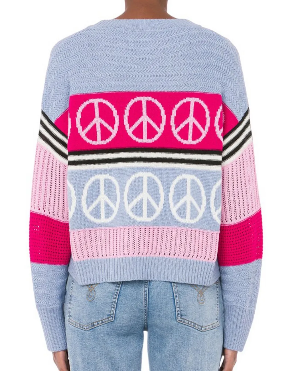 Moschino Jeans Peace-Sign Intarsia Crewneck Jumper