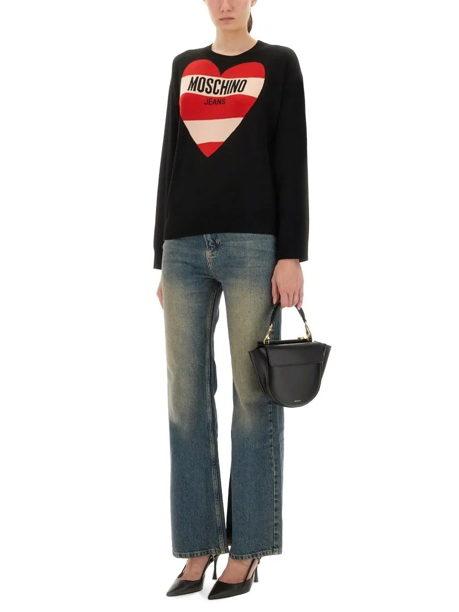 Moschino Jeans Logo Intarsia Crewneck Jumper