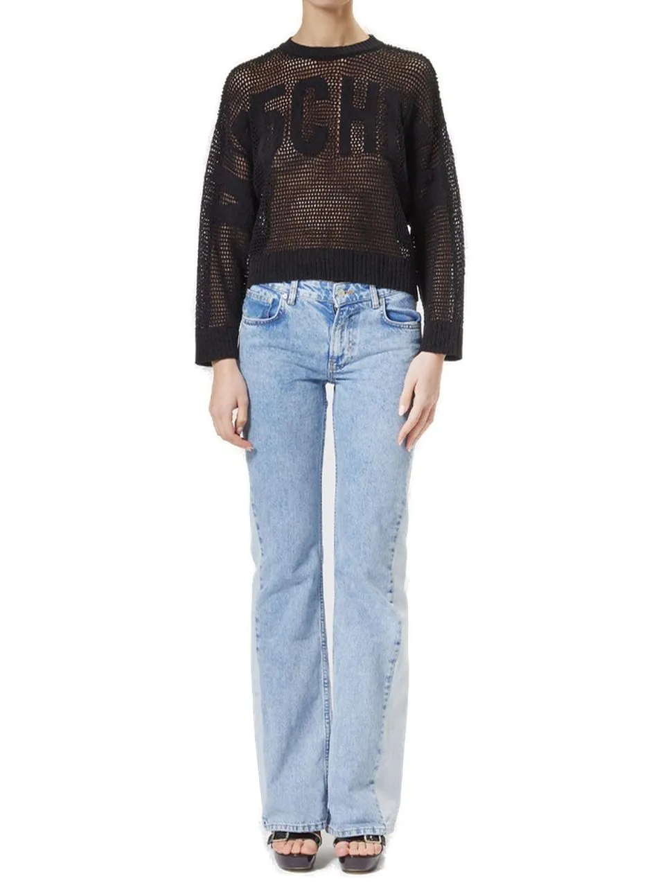 Moschino Jeans Open Knitted Crewneck Jumper