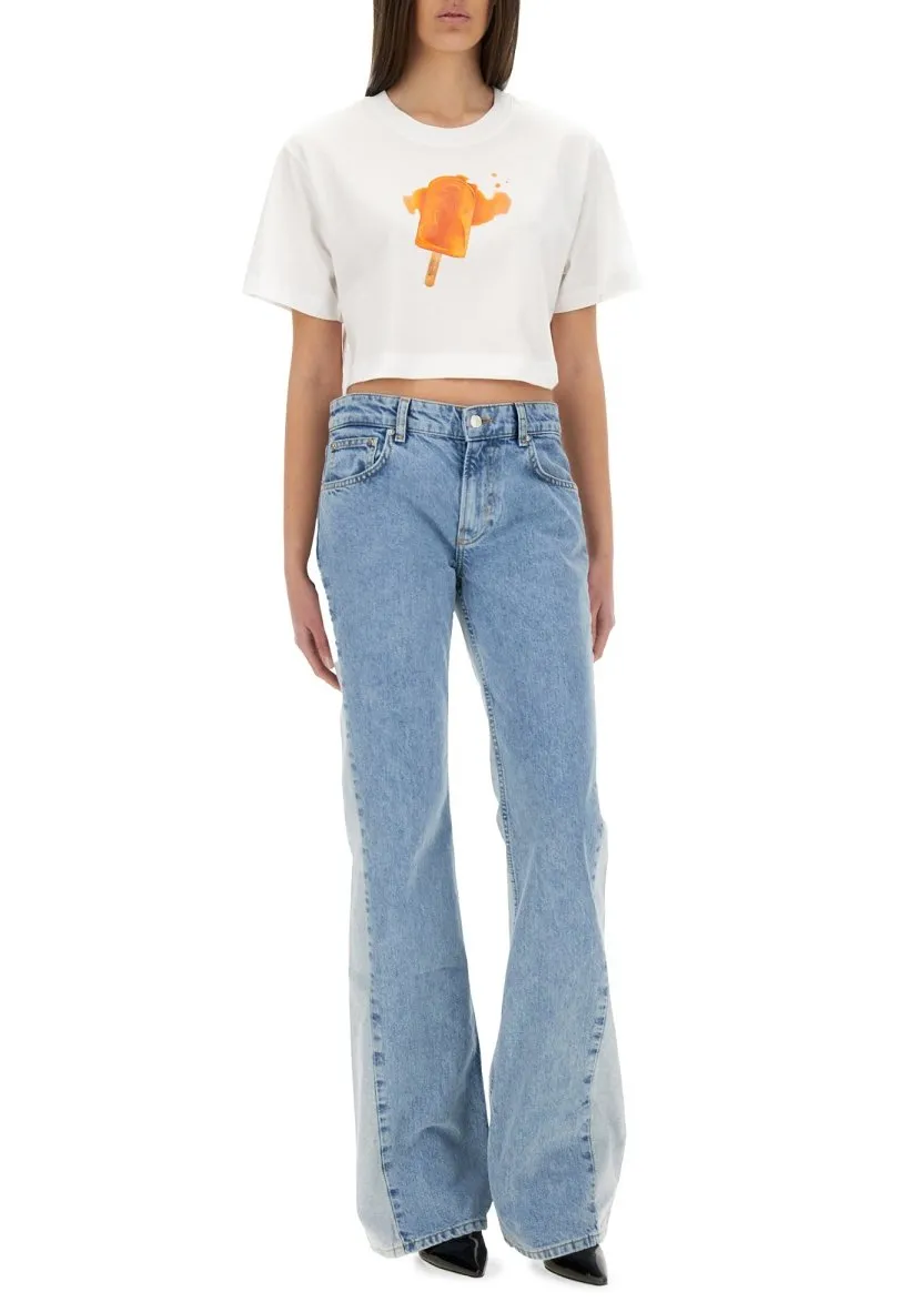 Moschino Jeans Popsicle Printed Cropped T-Shirt