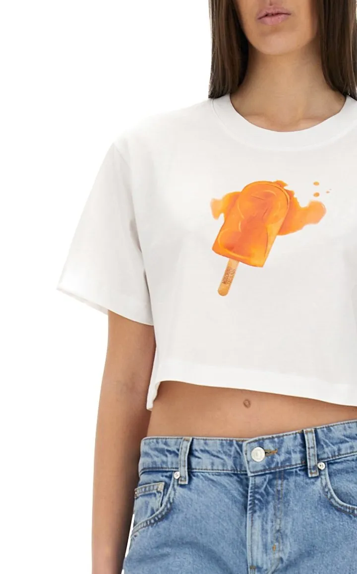 Moschino Jeans Popsicle Printed Cropped T-Shirt
