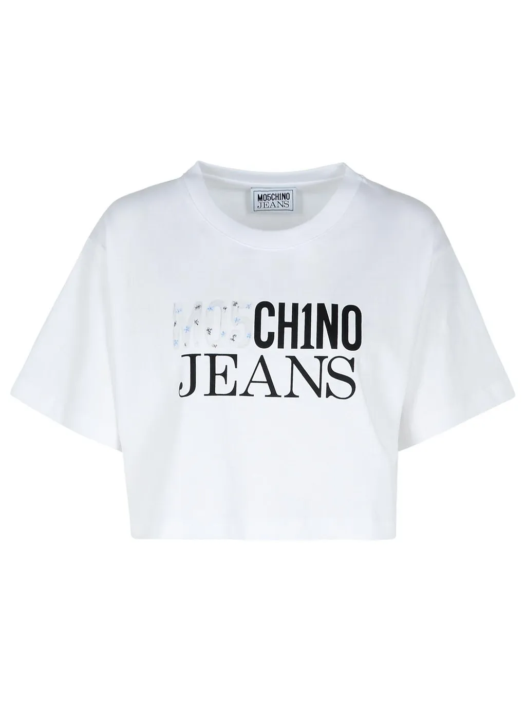 Moschino Jeans Logo Printed Cropped Jersey T-Shirt