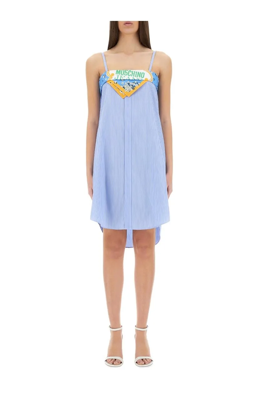 Moschino Jeans Logo Printed Striped Dress