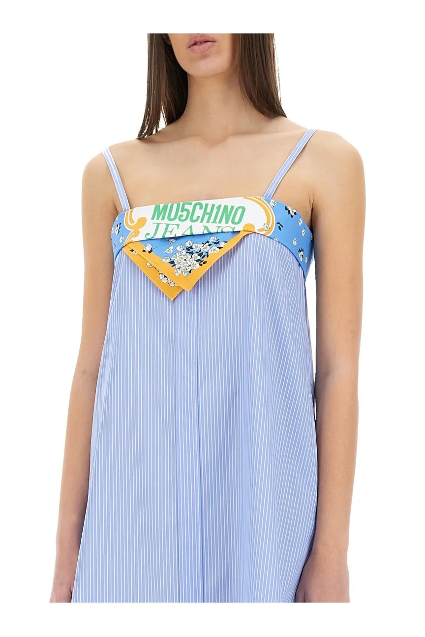 Moschino Jeans Logo Printed Striped Dress
