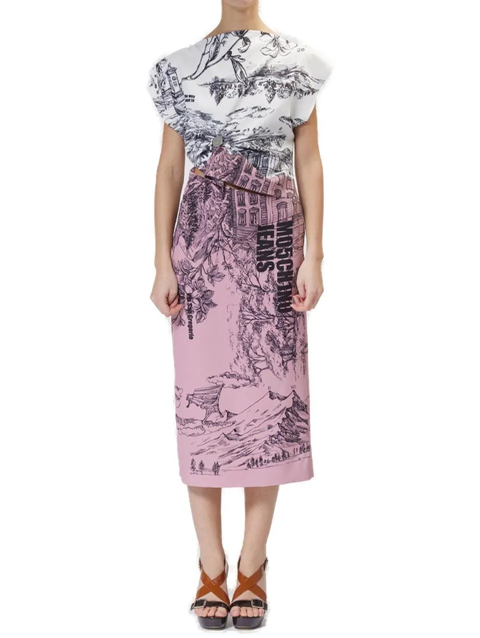 Moschino Jeans Graphic Printed Midi Dress