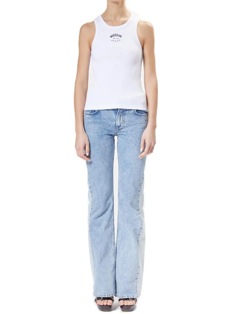 Moschino Jeans Logo Printed Knitted Tank Top