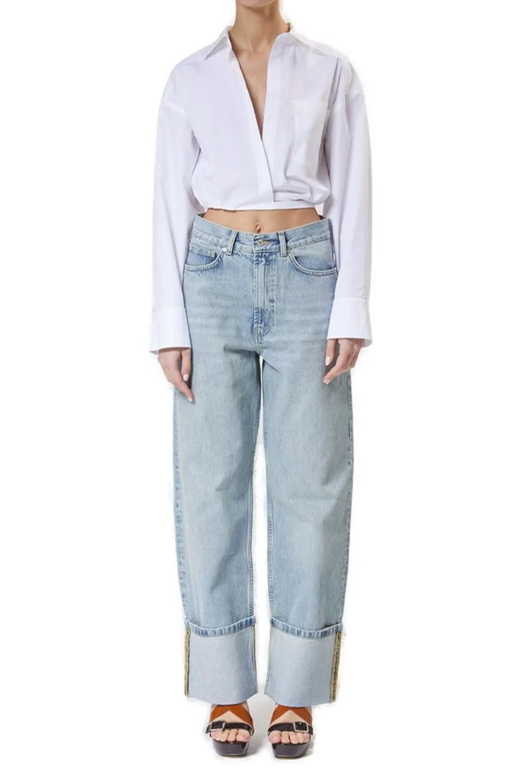 Moschino Jeans Wide Leg Turn-Up Jeans