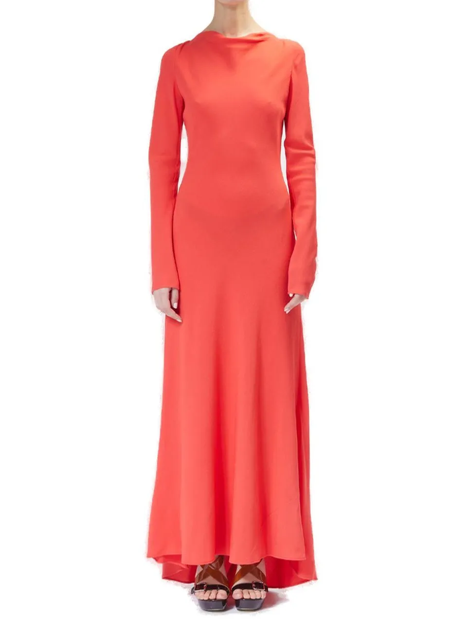 Moschino Jeans Open-Back Crepe Maxi Dress