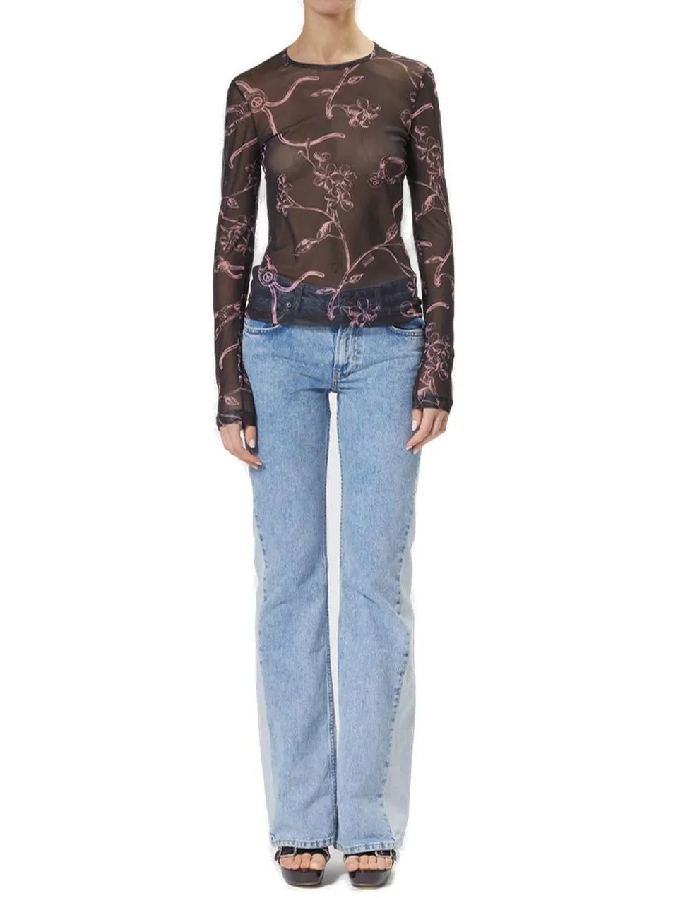 Moschino Jeans Graphic Printed Crewneck Top