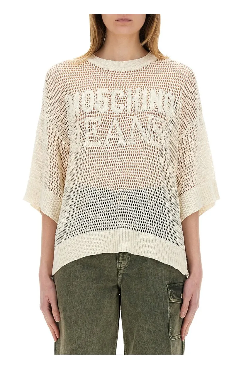 Moschino Jeans Logo Mesh Knitwear