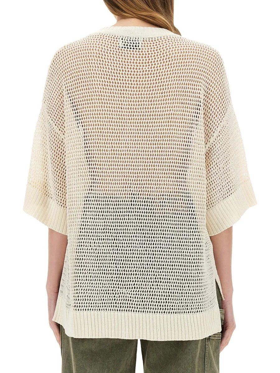 Moschino Jeans Logo Mesh Knitwear