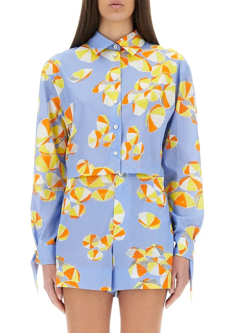 Moschino Jeans Cropped Shirt Beach Patterns
