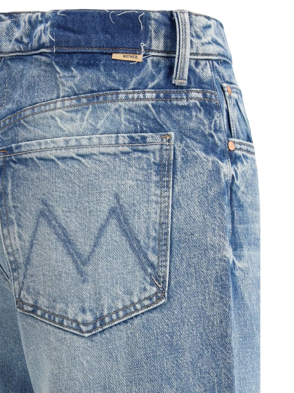 Mother Logo Patch Wide Leg Jeans