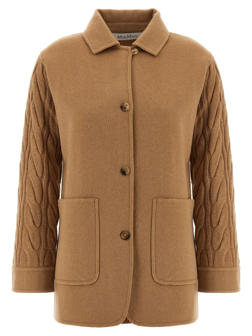 Max Mara Tacco Button-Up Knitted-Sleeved Jacket