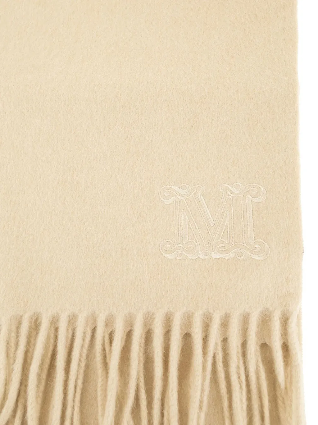 Max Mara Wkclara Logo Embroidered Fringed Edge Scarf