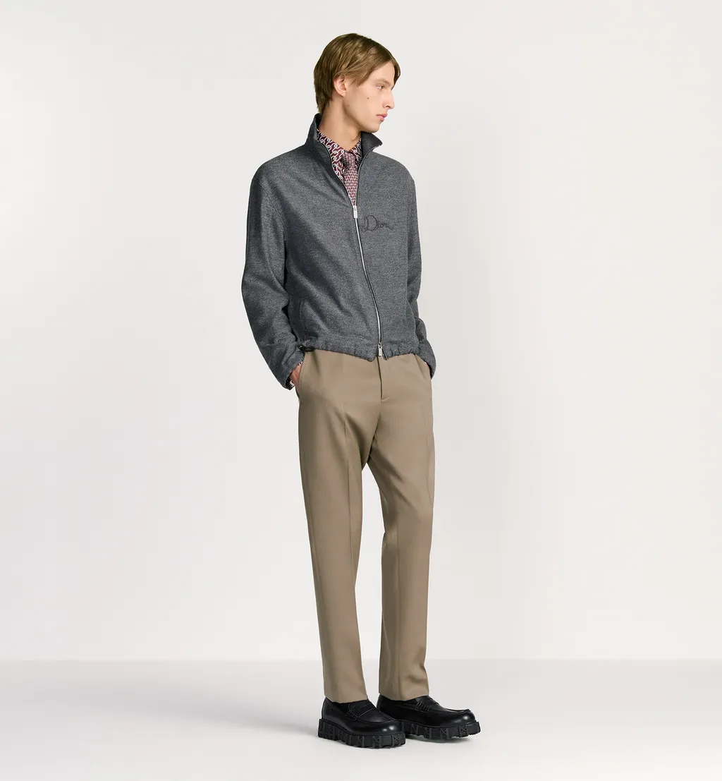 Zipped Shirt With Dior Ribbon Embroidery