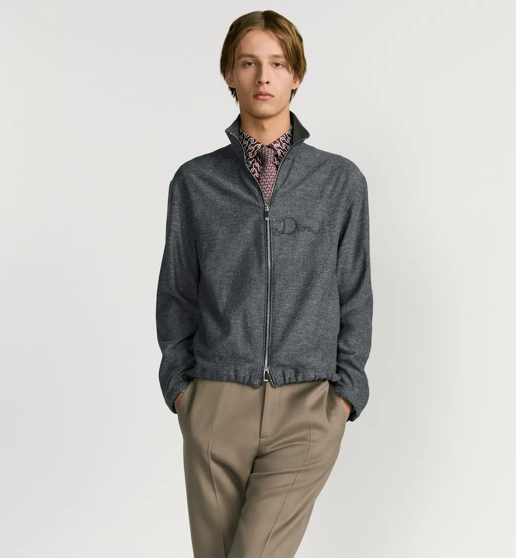 Zipped Shirt With Dior Ribbon Embroidery