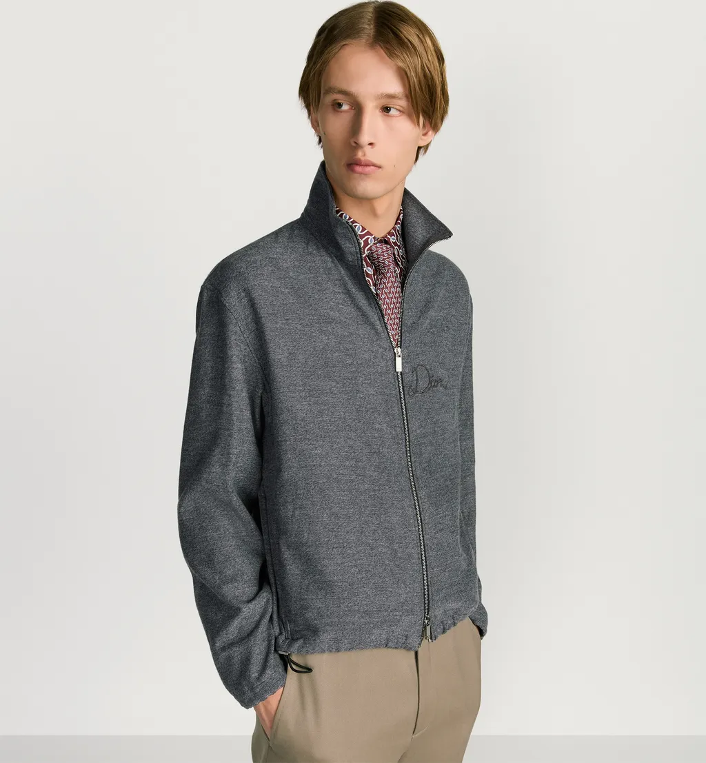 Zipped Shirt With Dior Ribbon Embroidery