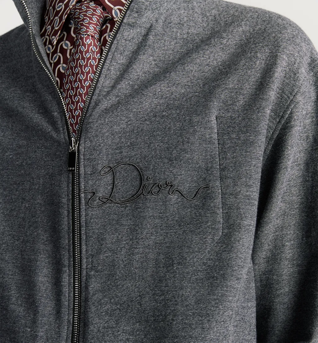 Zipped Shirt With Dior Ribbon Embroidery
