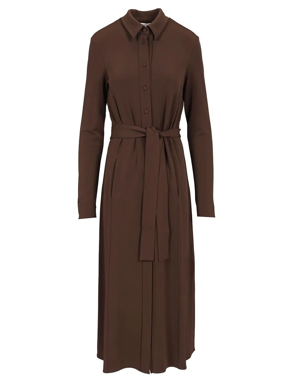 Max Mara Tortona Button Detailed Belted Shirt Dress