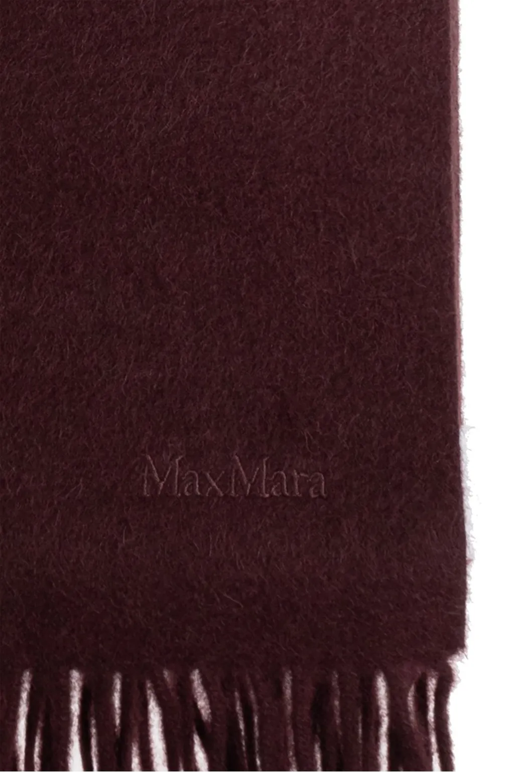 Max Mara Logo Embroidered Fringed Scarf