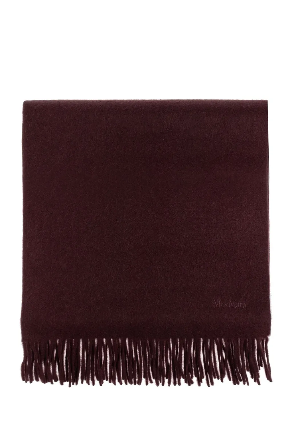 Max Mara Logo Embroidered Fringed Scarf
