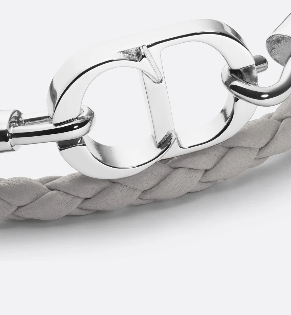 Cd Icon Braided Leather Double Bracelet
