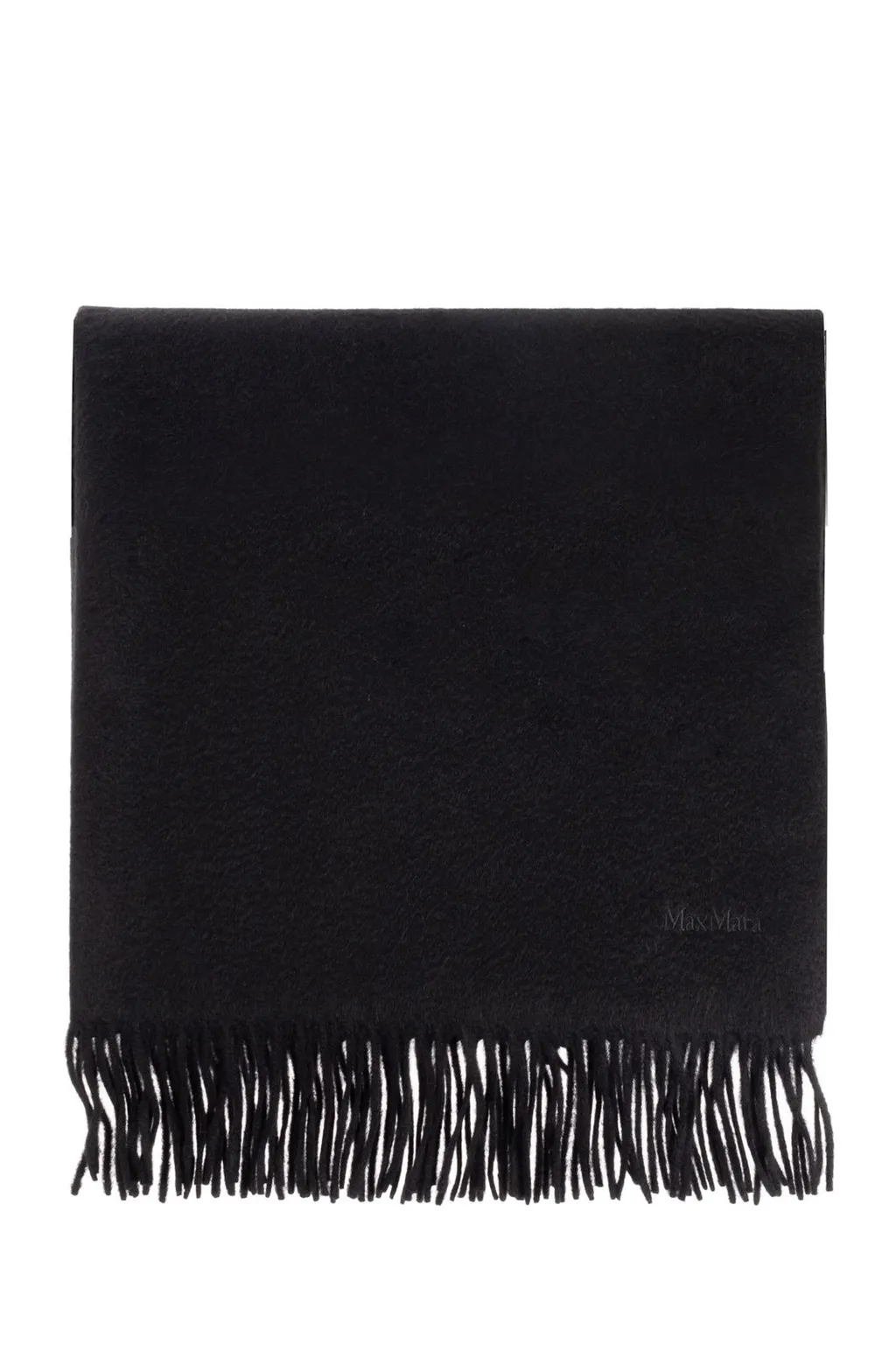 Max Mara Logo Embroidered Fringed Scarf