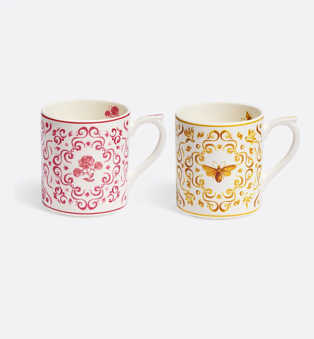 Set Of Two Mugs, Bee And Rose