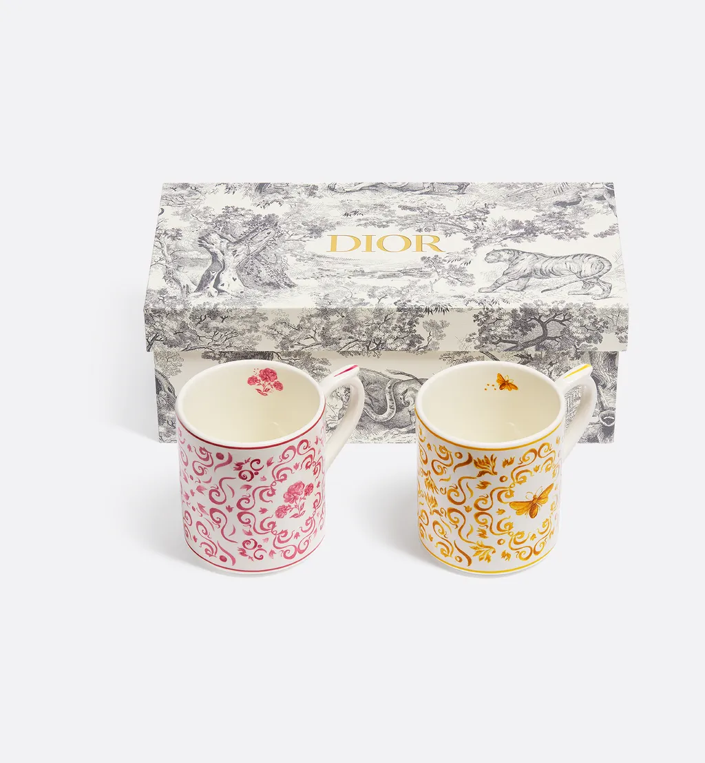 Set Of Two Mugs, Bee And Rose