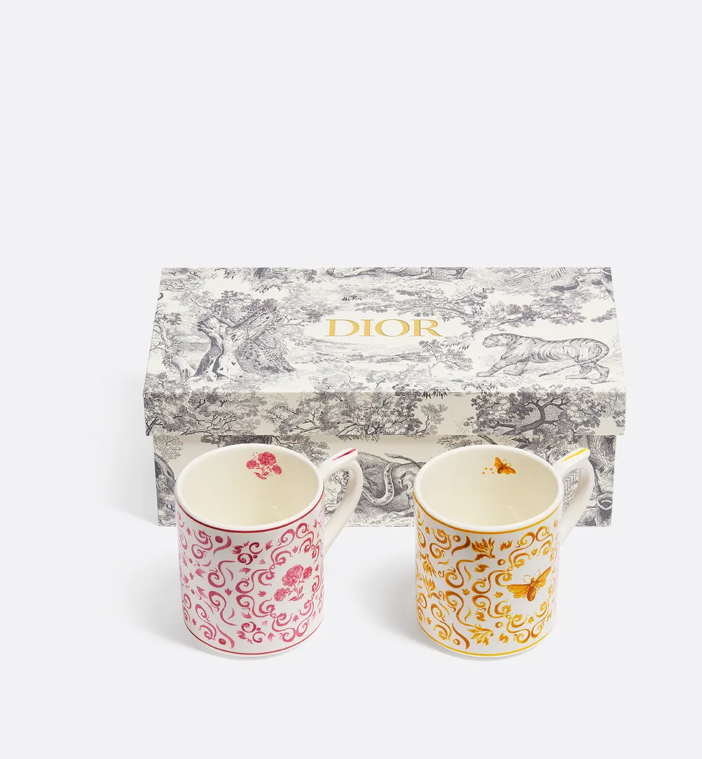 Set Of Two Mugs, Bee And Rose