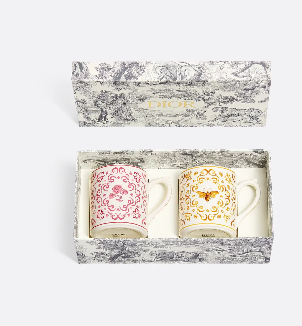 Set Of Two Mugs, Bee And Rose