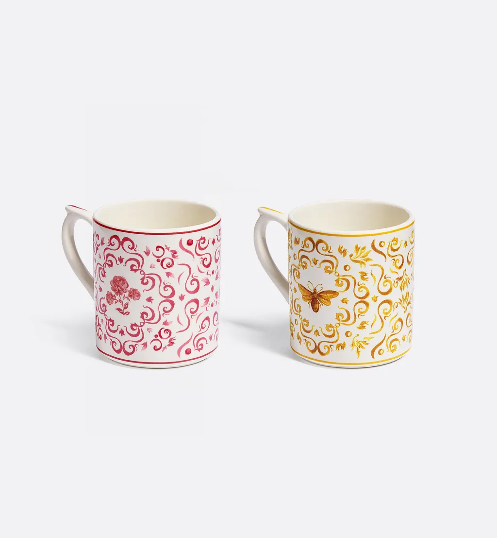 Set Of Two Mugs, Bee And Rose