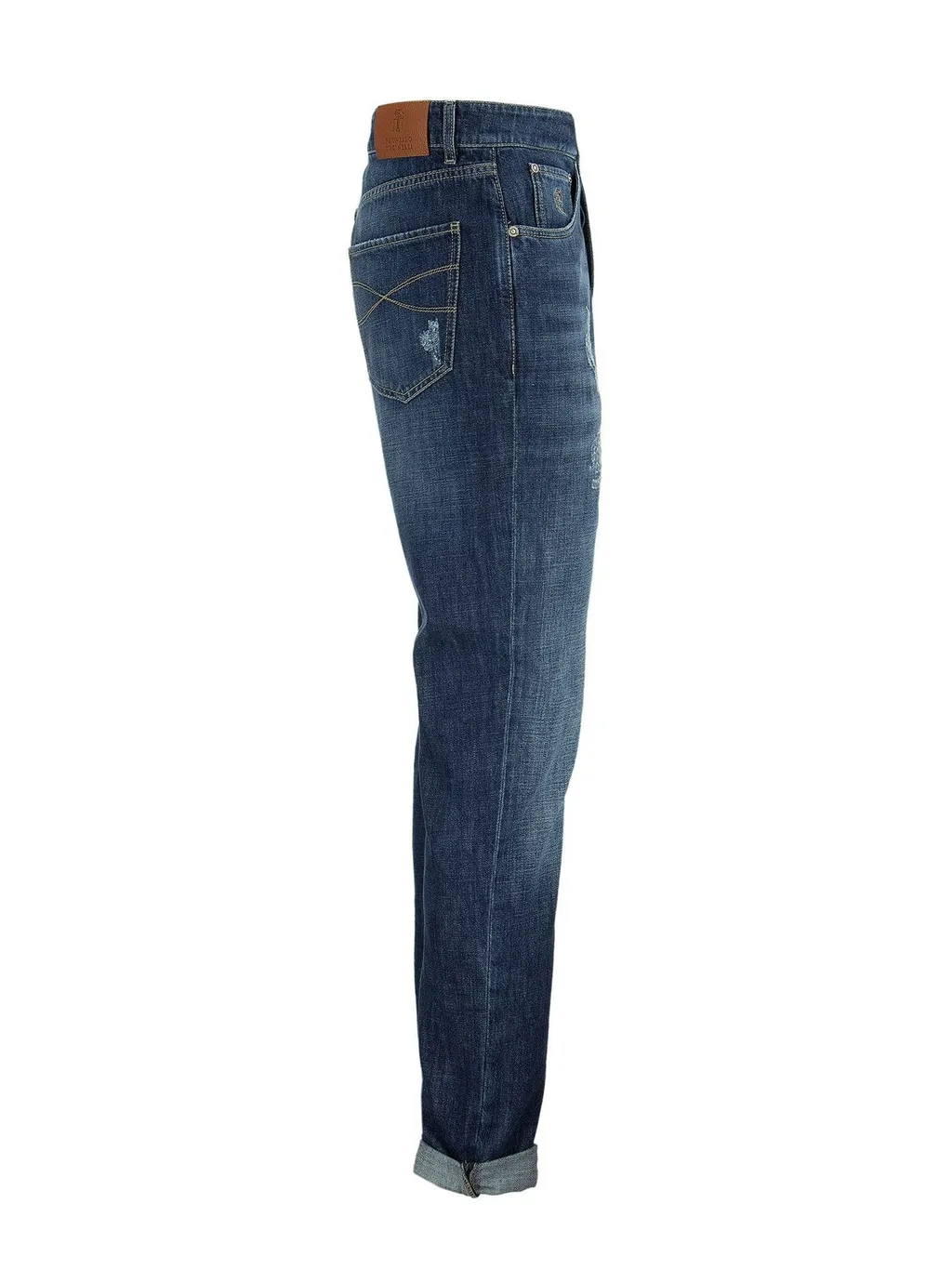 Brunello Cucinelli Logo Patch Distressed Jeans