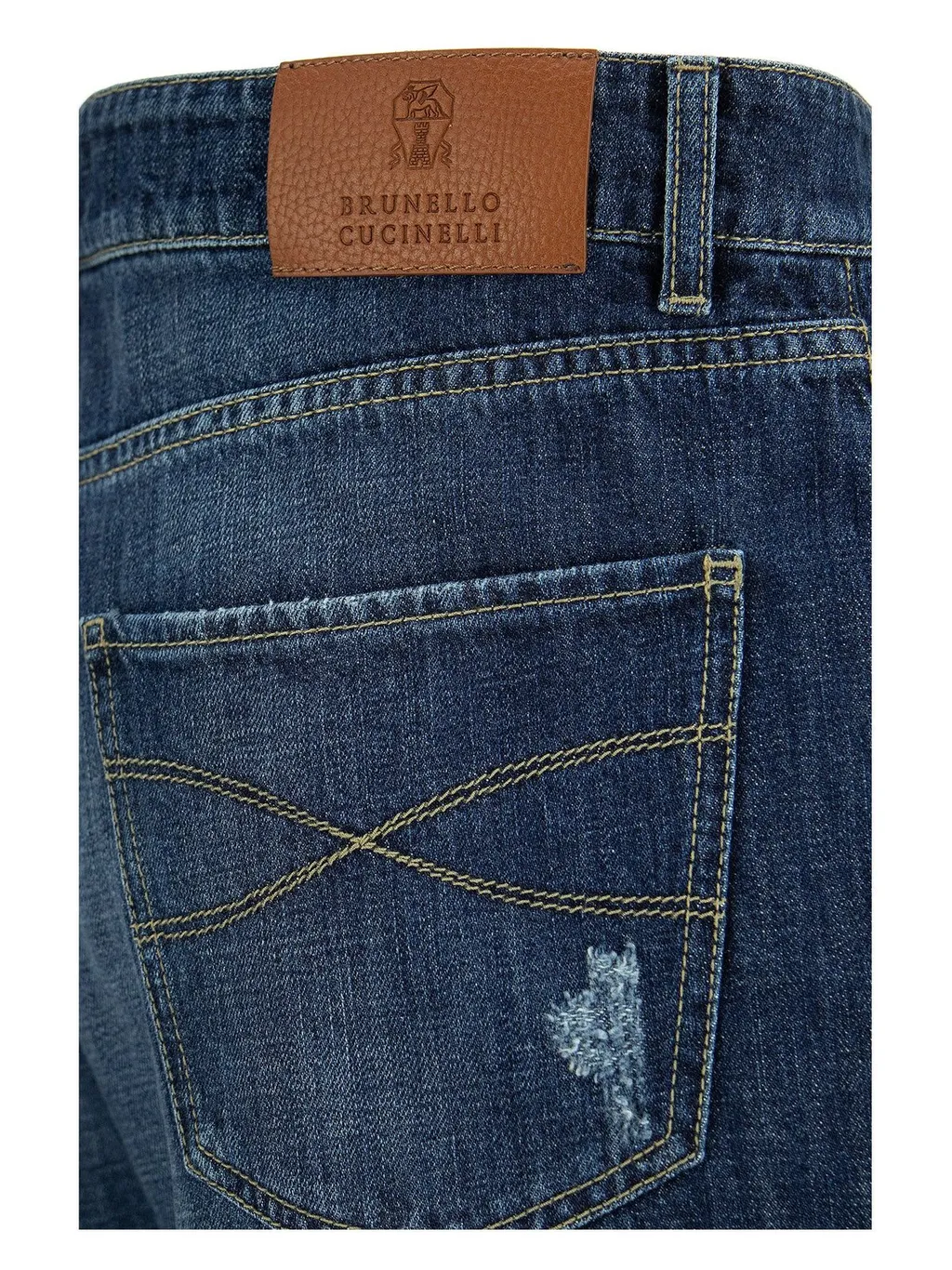 Brunello Cucinelli Logo Patch Distressed Jeans
