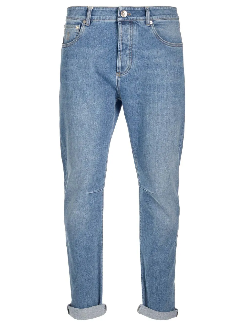 Brunello Cucinelli Logo Patch Tapered Leg Jeans