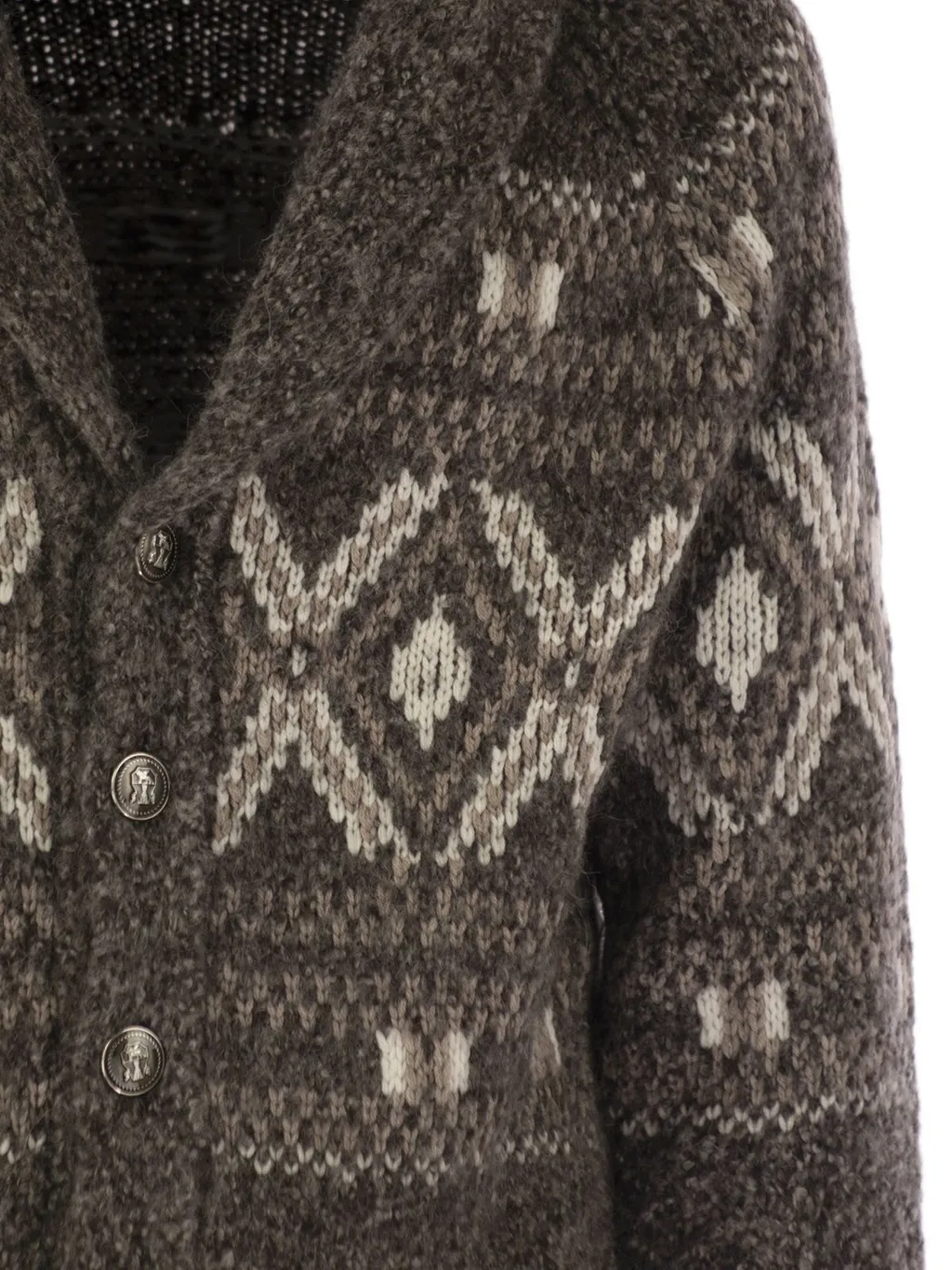 Brunello Cucinelli Geometric Jacquard Button-Up Cardigan