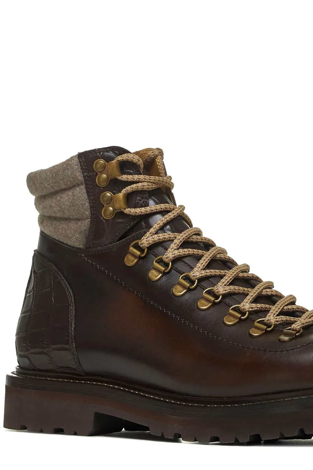Brunello Cucinelli Round-Toe Lace-Up Ankle Boots